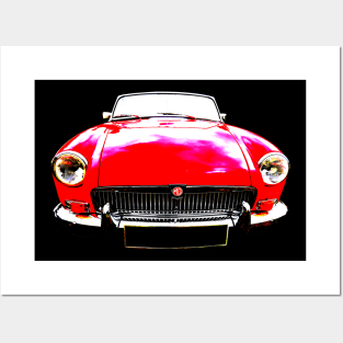 MGB 1970s classic car high contrast red Posters and Art